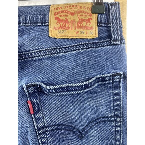 Levi's 512 Slim Tapered Leg Distressed Denim Blue Jeans Men's Size 28x30 - Picture 8 of 10